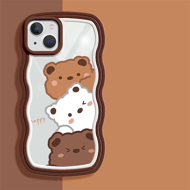 Soft Case Silikon Transparan Motif Kartun Brown Bear Untuk iPhone 14 13 12 11 Pro Max X Xr Xs Max 8 7 6 6s Plus