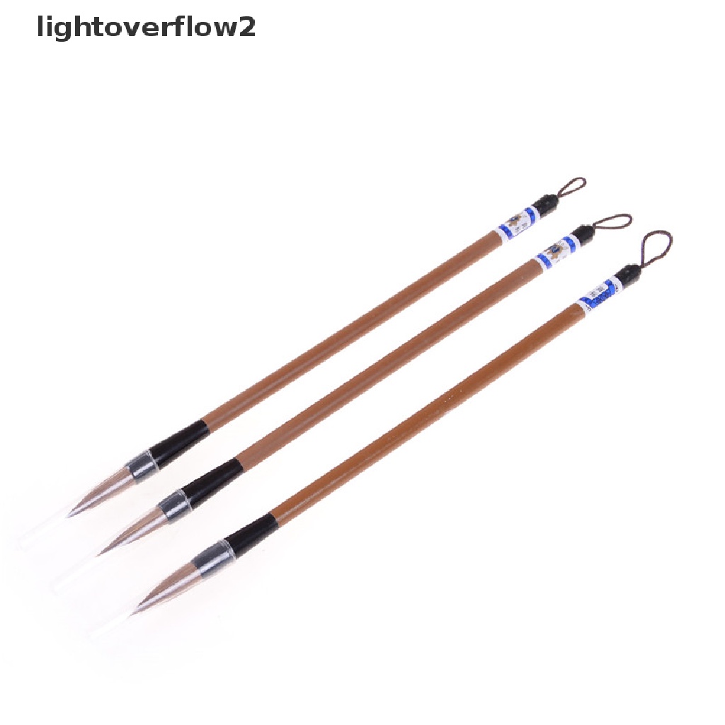 (lightoverflow2) 3pcs / Set Kuas Kaligrafi Cina / Jepang Warna Coklat