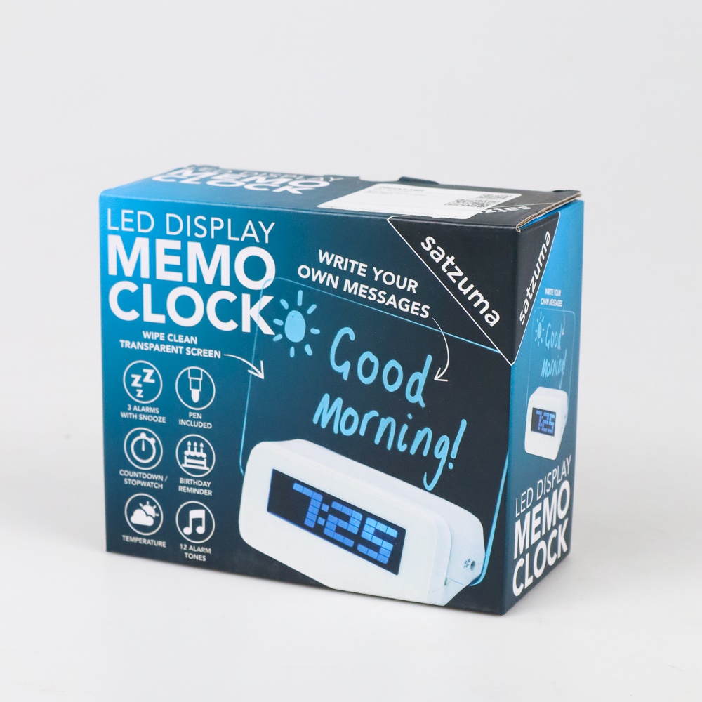 Jam LCD Display Alarm Clock with Memo Board Murah - White