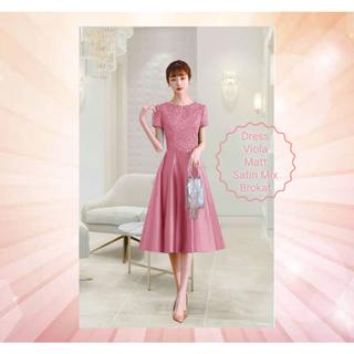 Dress Wanita Terbaru Midi Murah Berkualitas Matt Brokat Mix Satin Velvet/Dress Viola Size L &amp; XL Acara Natal dan Pesta Kondangan Terkini Korean Kekinian