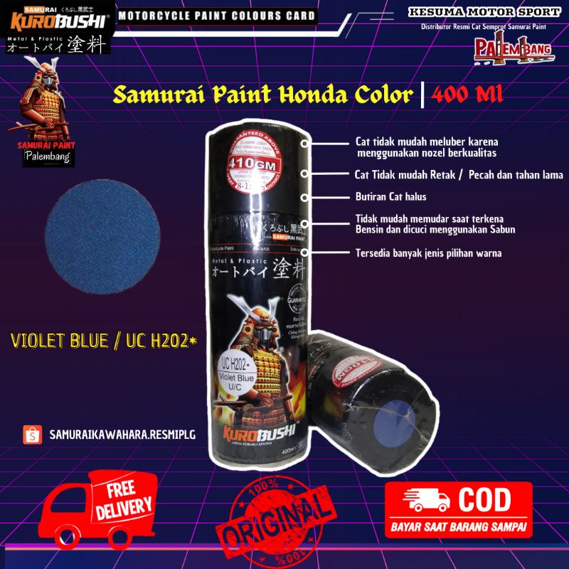 Cat Pilok pilox Cat Semprot Samurai Paint UC H202* Violet Blue 400ml 100% Garansi Original