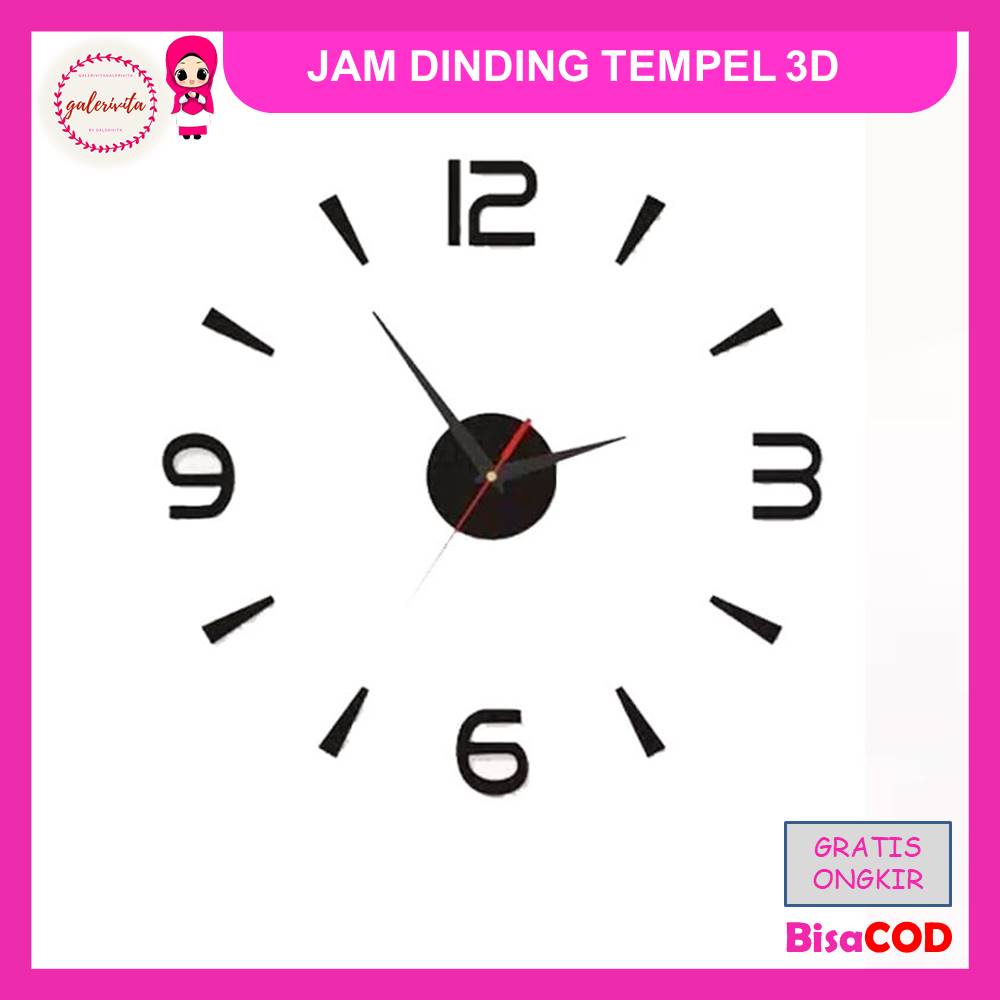 Jam Dinding Tempel Analog 3D Modern / Jam Dinding Tembok / Jam Dinding Hook