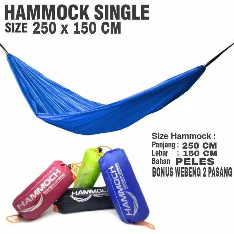 HAMMOCK TIDUR GANTUNG RIZALBAG SIZE 200×150 KUAT BEBAN 200KG