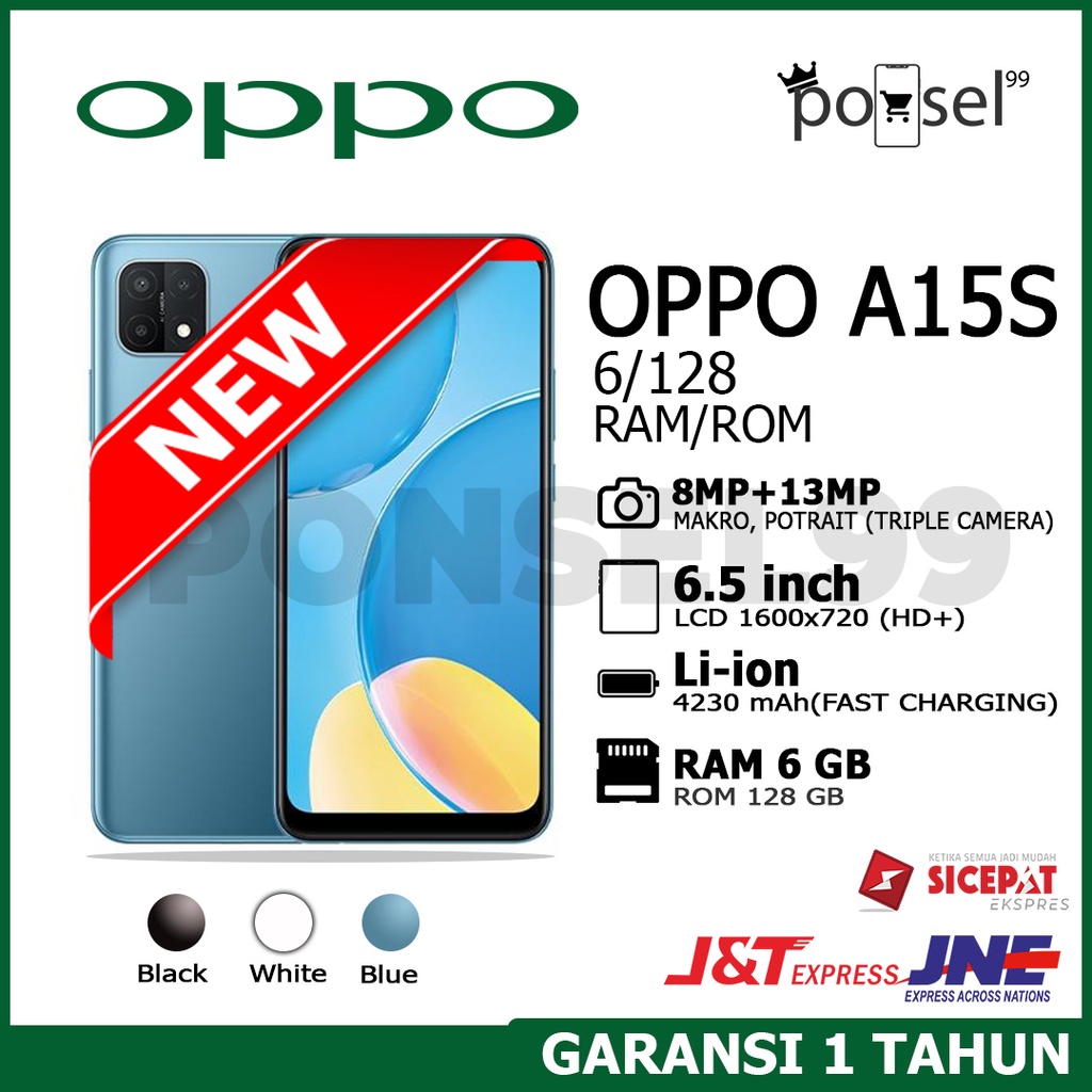 HP OPPO A15S RAM 6/128 GARANSI 1TAHUN FULLSET NEW