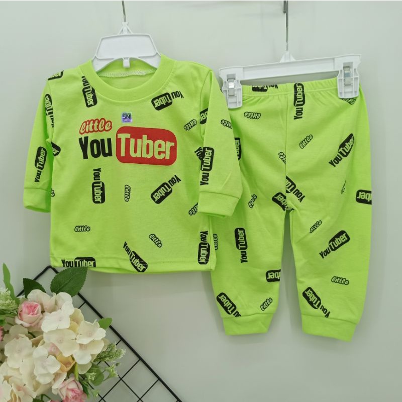 Setelan Piyama Bayi Size 0-12bulan Gambar Youtuber / Pakaian Bayi / Setelan Bayi / Baju Bayi