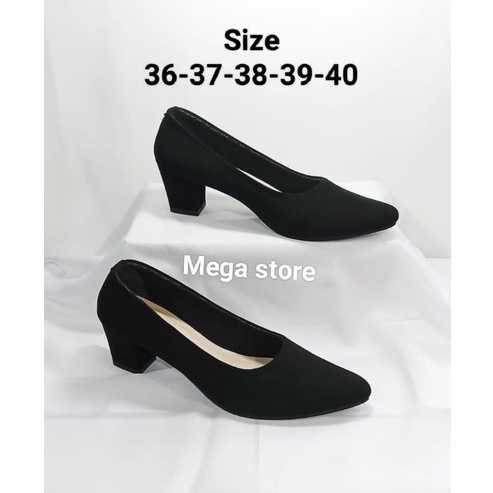 Sandal Sepatu Wanita Heels Pantopel Kantor Hitam Hak 5 Cm  MN 01