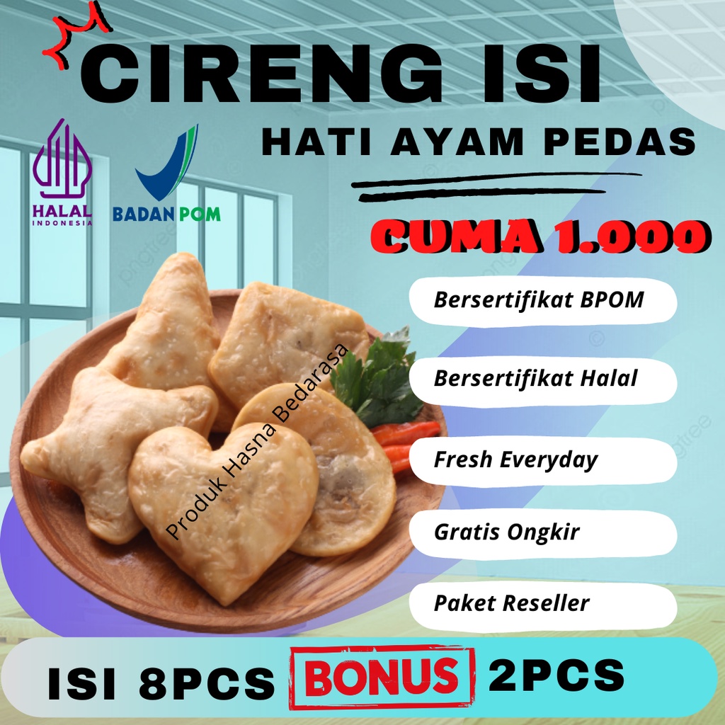 

Cireng Pedas Isi Ati Ayam Pedas | Makanan Beku Frozen Food Murah | Makanan Ringan Lainnya | Cireng Pedas Frozen | Cireng Isi Hati Ayam Frozen Makanan Lezat Praktis Langsung Goreng | Cemilan Jajanan Bersertifikat BPOM Cireng Hasna Bedaras