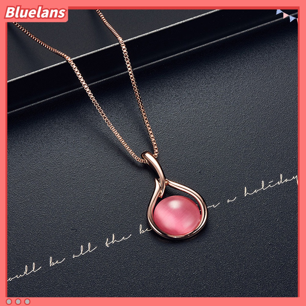 Set Perhiasan Kalung Anting Stud Liontin Opal Tiruan Bentuk Bulat Untuk Hadiah Wanita