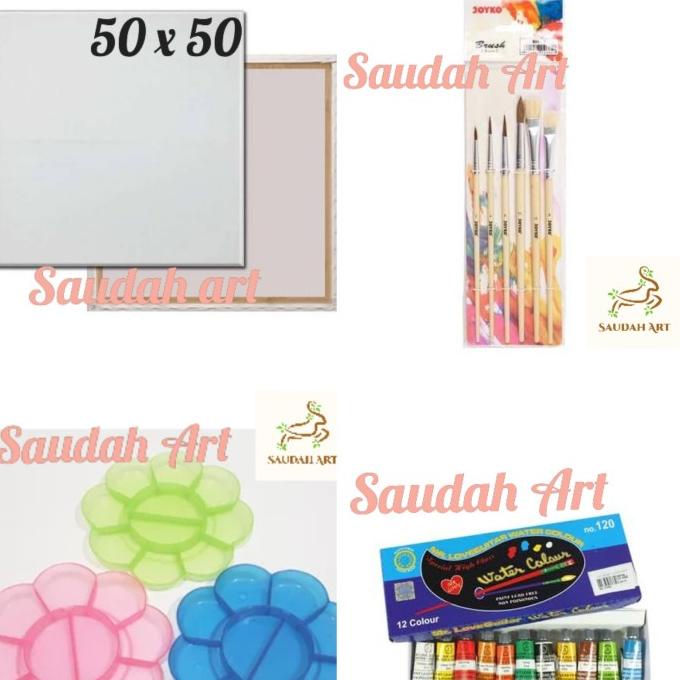 

Paket Kanvas Lukis (kanvas 50x50,kuas,palet,cat air)