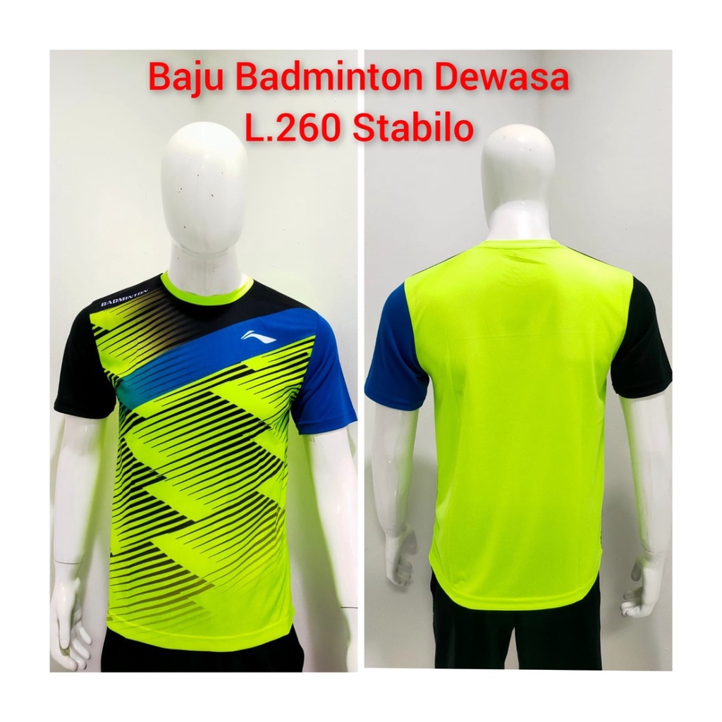 Kaos bulutangkis pria L260 baju badminton atasan olahraga jersy wanita dewasa t-shirt outfit seragam kostum jersey casual suit pakaian jarsey oblong apparel sport jersi sudirman thomas uber cup bulu tangkis stabilo polos