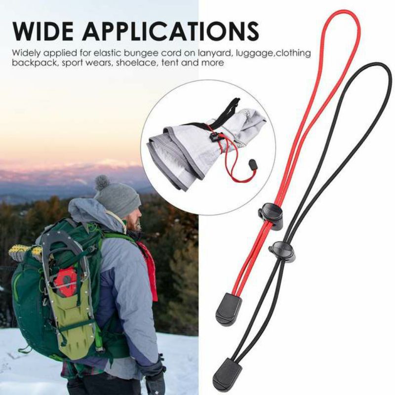 Tali Elastis 2 Pcs Multifungsi Untuk Pengait Ransel Outdoor Trekking Pole Botol Minuman Kuat Tahan Lama  2pcs