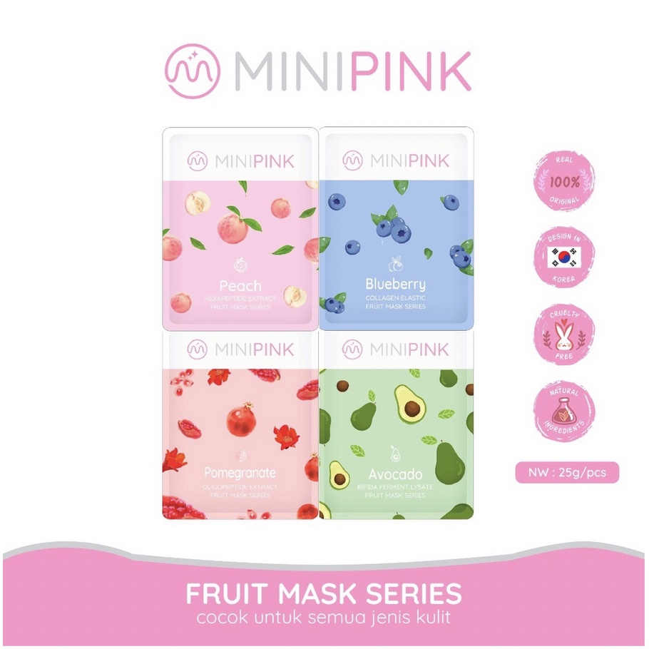 ORI MiniPink Natural Fruit Sheet Mask Masker Muka Masker Wajah Unisex masker Buah