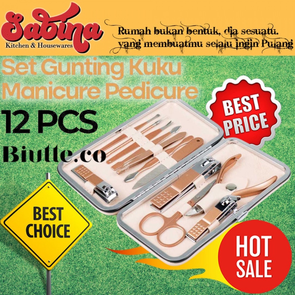 Gunting Perawatan Kuku Nail Art Set Manicure Pedicure 12Pcs Stainless