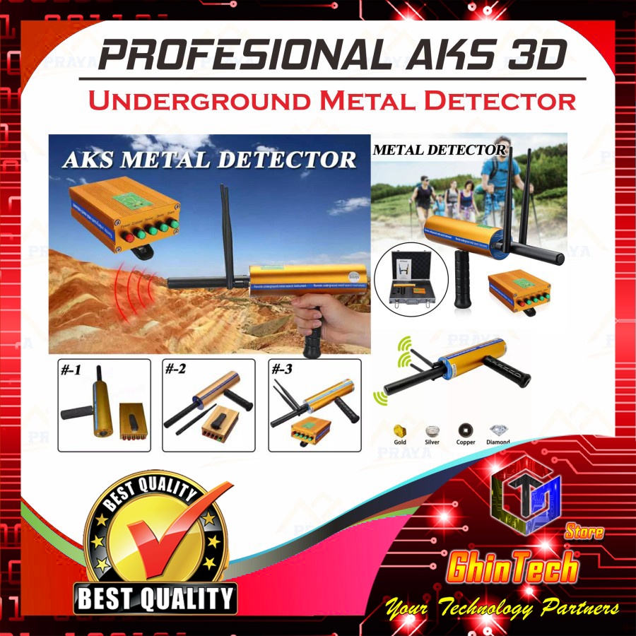 Metal Detector jarak jauh AKS 3D Wide Range Gold Emas Diamond Silver LONG RANGE