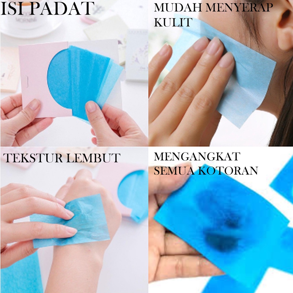 Kertas Linen Tissue Penyerap Minyak Wajah 50Pcs Oil Control Film Menyerap Minyak Muka Wajah Berlebihan F859