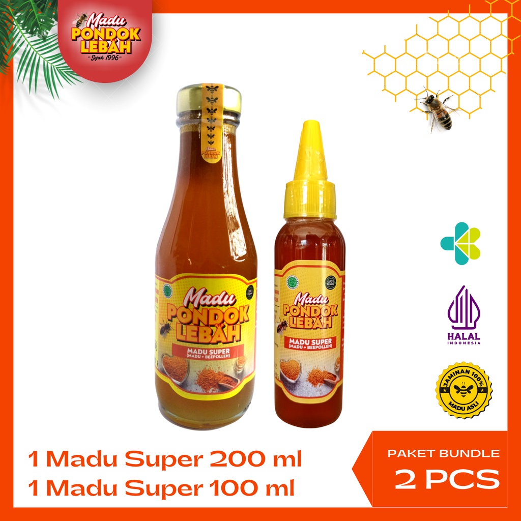 

Pondok Lebah - Promo Paket Hemat Madu Super Pollen 200ml + 100ml