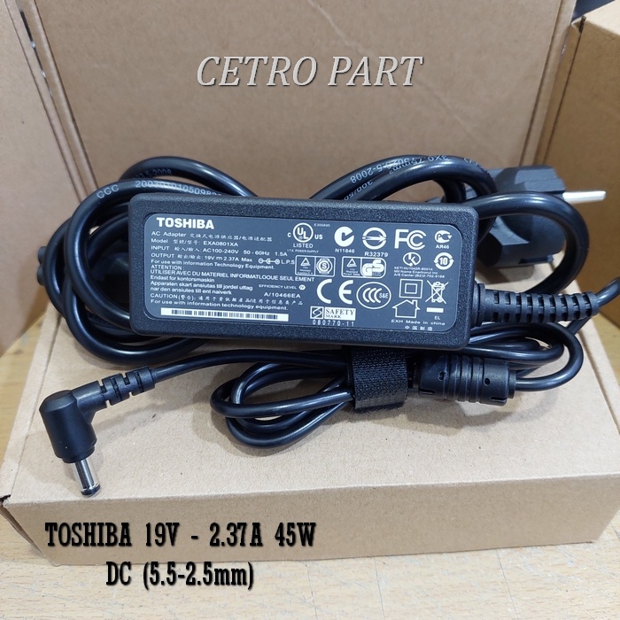 Adaptor Charger Laptop TOSHIBA 19V - 2.37A ORIGINAL BERGARANSI