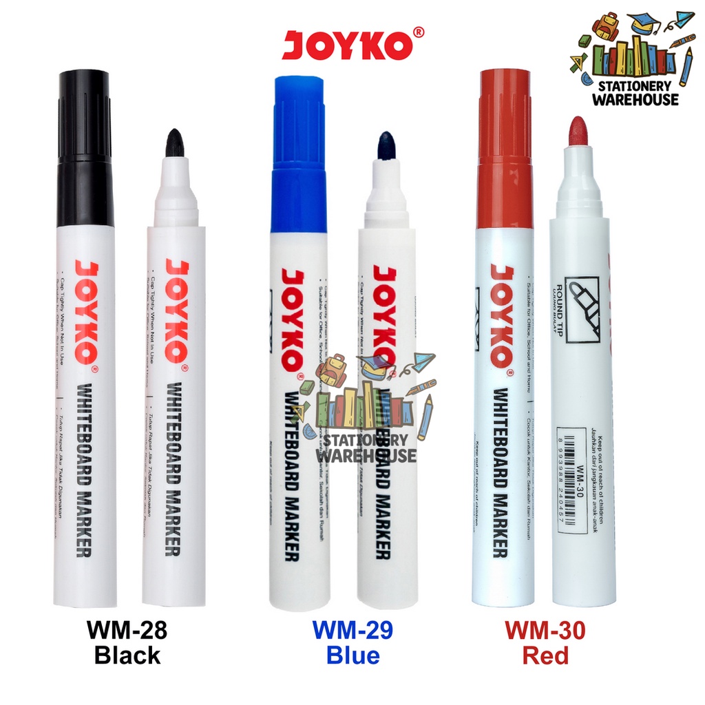 

Whiteboard Marker / Spidol Papan Putih Joyko WM-28 WM-29 WM-30 HITAM , BIRU , MERAH