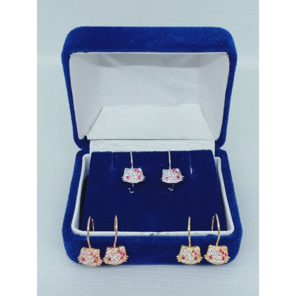 anting kait hellokitty anak mp+ mt merah/ anting perak asli silver 925 lapis emas/ anting fashion