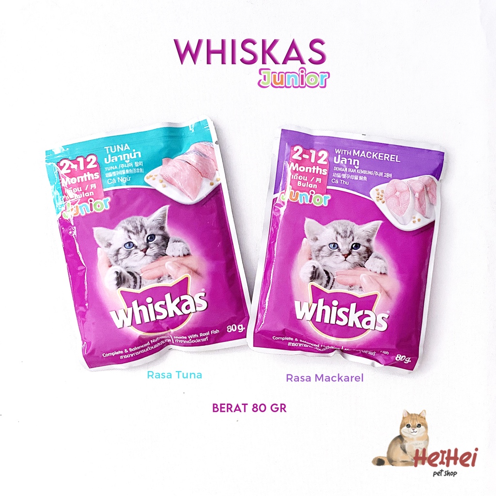 Whiskas Junior Pouch 80 gr - Makanan Basah Kucing Kitten Wetfood