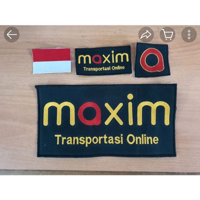 cod Emblem Logo Patch Bordir driver Ojol Maxim (dasar hitam)Bordir logo Maxim emblem Maxim