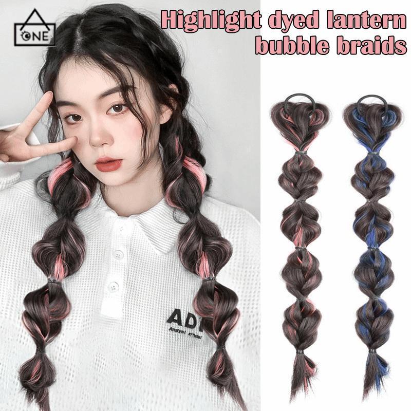 COD❤️Ekor Kuda Poni Ganda Tinggi Wanita  Sorot Lantern Puff  Kepang Twist  Kepang Wig Tali Rambut Ikat Hair Extension Hairclip Korea lima klip