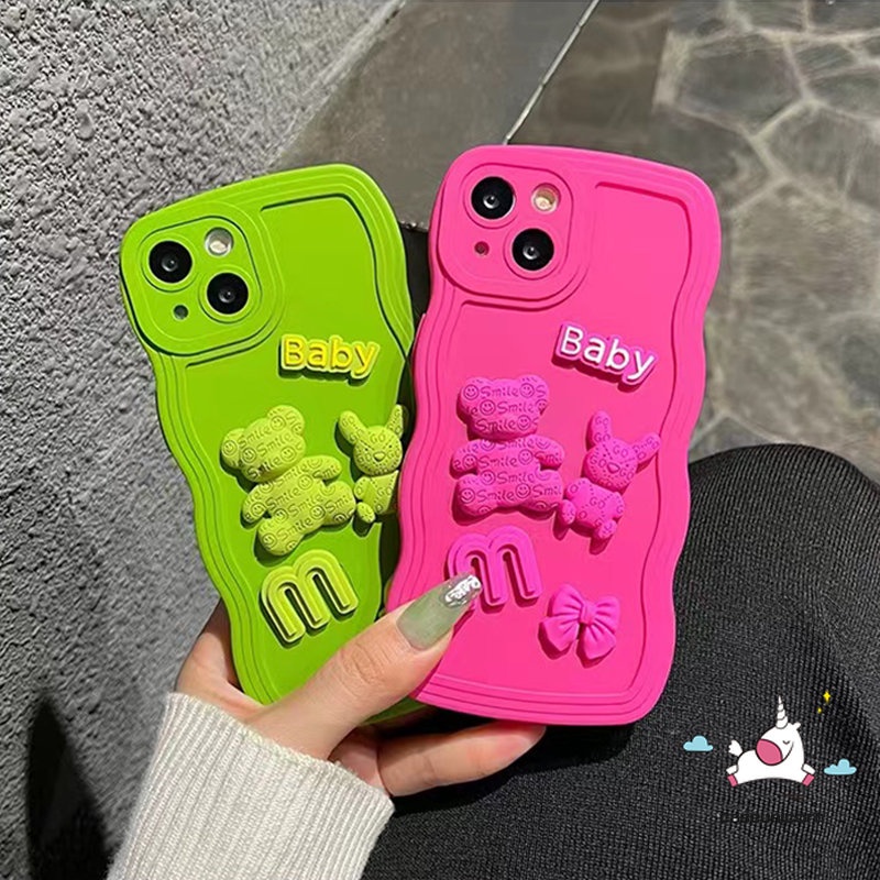 Case Motif Kartun Boneka Beruang 3D Untuk iPhone 11 7 8 14 Plus XR 14 12 13 Pro MAX X XS MAX