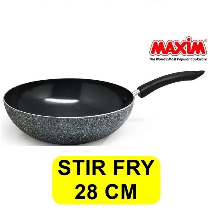 MAXIM NEOSTONE STIR FRY 28 CM CERAMIC MARBLE STIRFRY DEEP WOK CAPSIL 28CM