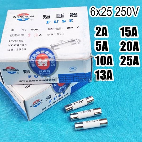 Sekering AC Fuse Keramik 13A - Sekring Keramik 250V 13 Ampere