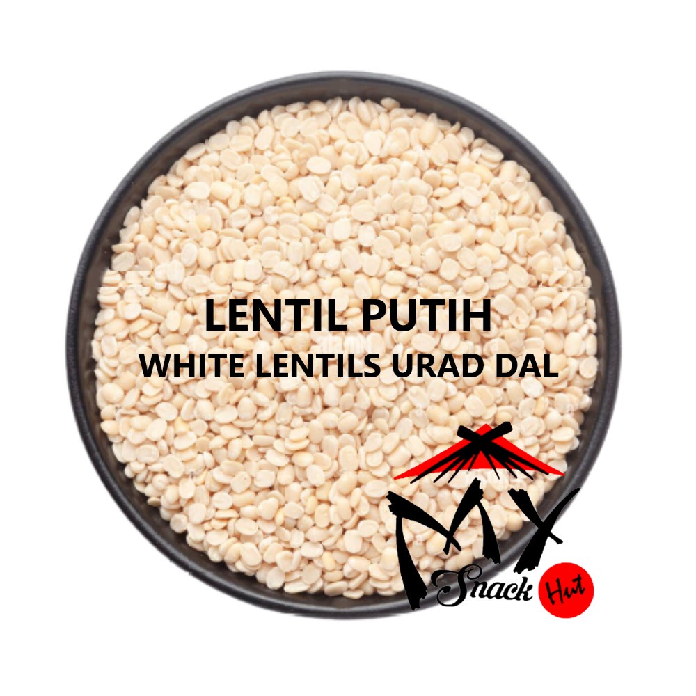 LENTIL PUTIH 100GR - WHITE WHOLE SPLIT LENTILS UTUH BELAH BEAN BEANS MATPE URAD DAL SHAL DAAL IMPORT