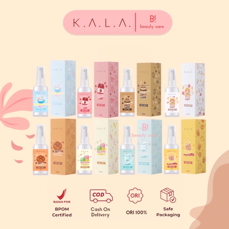 [READY SIAP KIRIM] KALA Body Mist Parfum 60ml Spray Parfume Tahan Lama Vanilla Popcorn BPOM ORIGINAL 100%