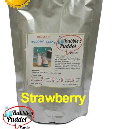 

READY ✅STRAWBERRY Bubble's Puddot Premix Pudding Sedot 445gr,Bubuk Powder Puddot strawbery frizco puyo|RA6