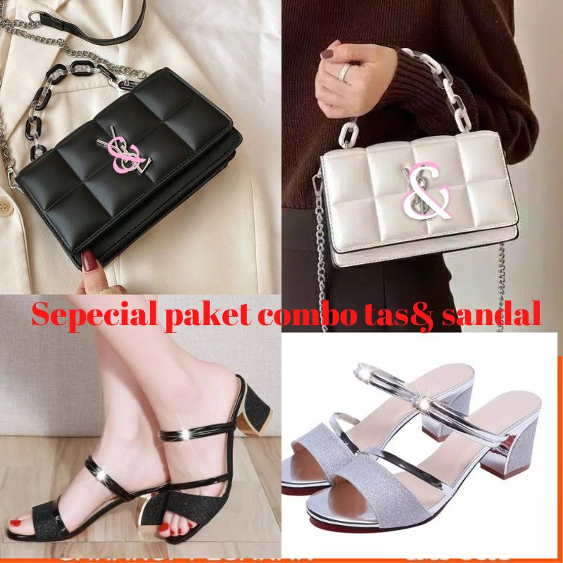 [[ free dus box ]] paket combo Tas &amp;sandal wedges wanita realpic