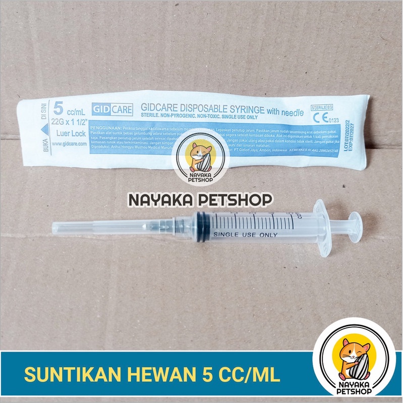 Alat Suntik Hewan 5 CC ML Syringe Spuit Obat Vaksin Jarum Spet Injeksi Ternak Suntikan Kucing Anjing Musang Kelinci