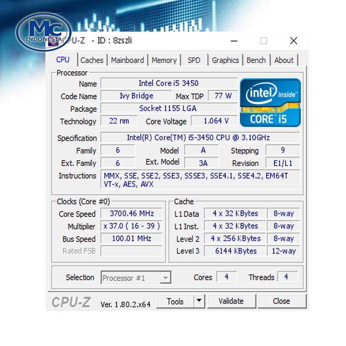 Processor Intel LGA 1155 Core I5-3450 Ivy Bridge Bonus Fan Intel Ori