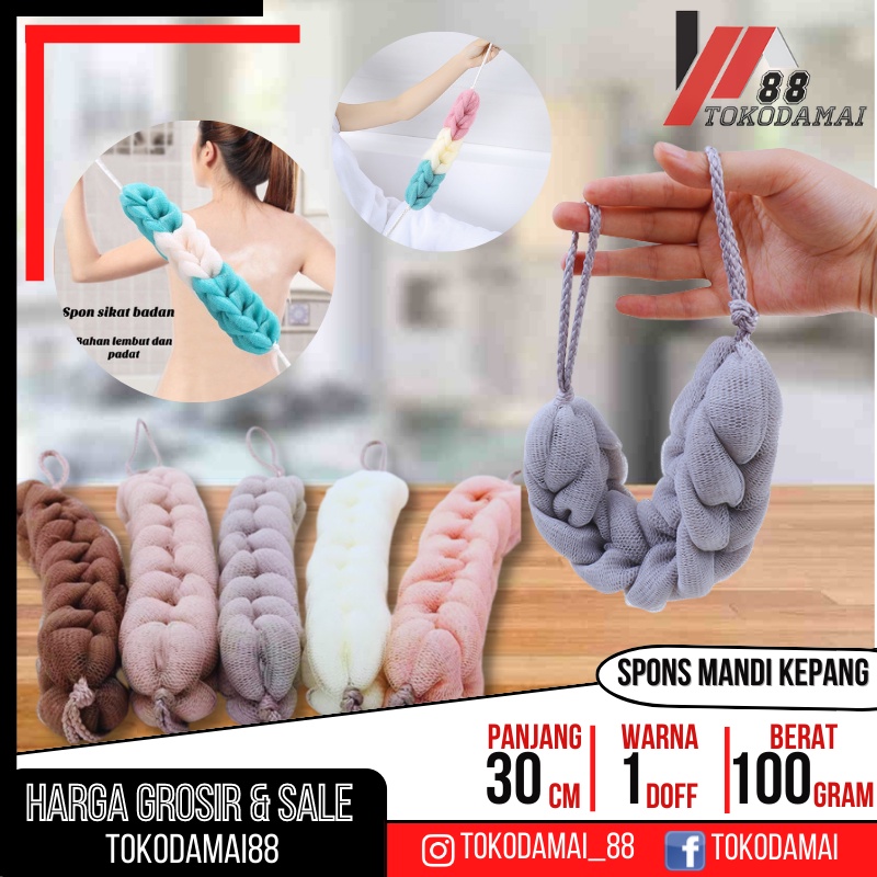 SPONS KEPANG SPONS MANDI /shower puff / Bath Ball Sponge Spons Panjang 35gr
