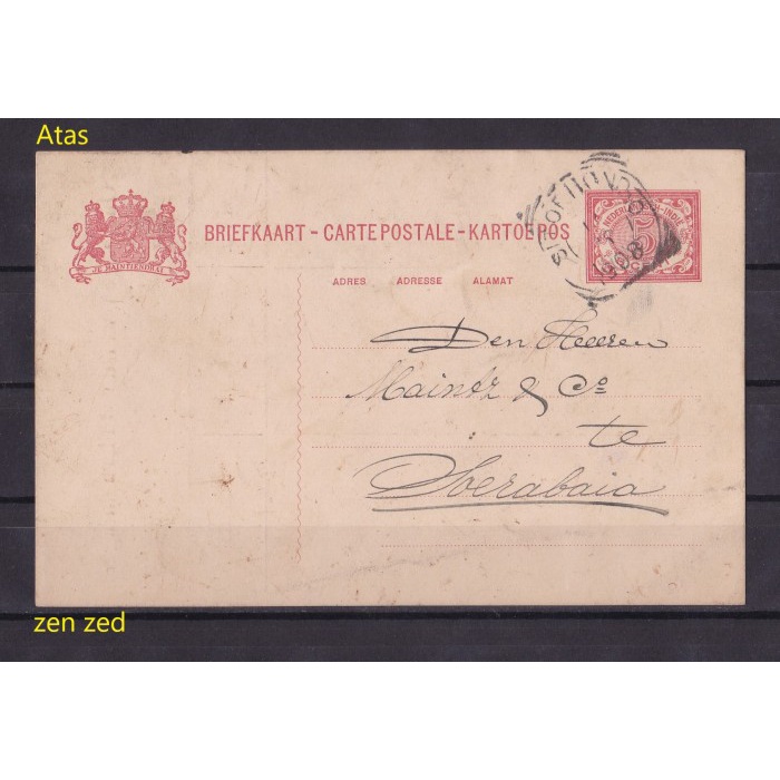 

B003 Kartu Pos Kuno Hindia Belanda 1908 to Surabaya
