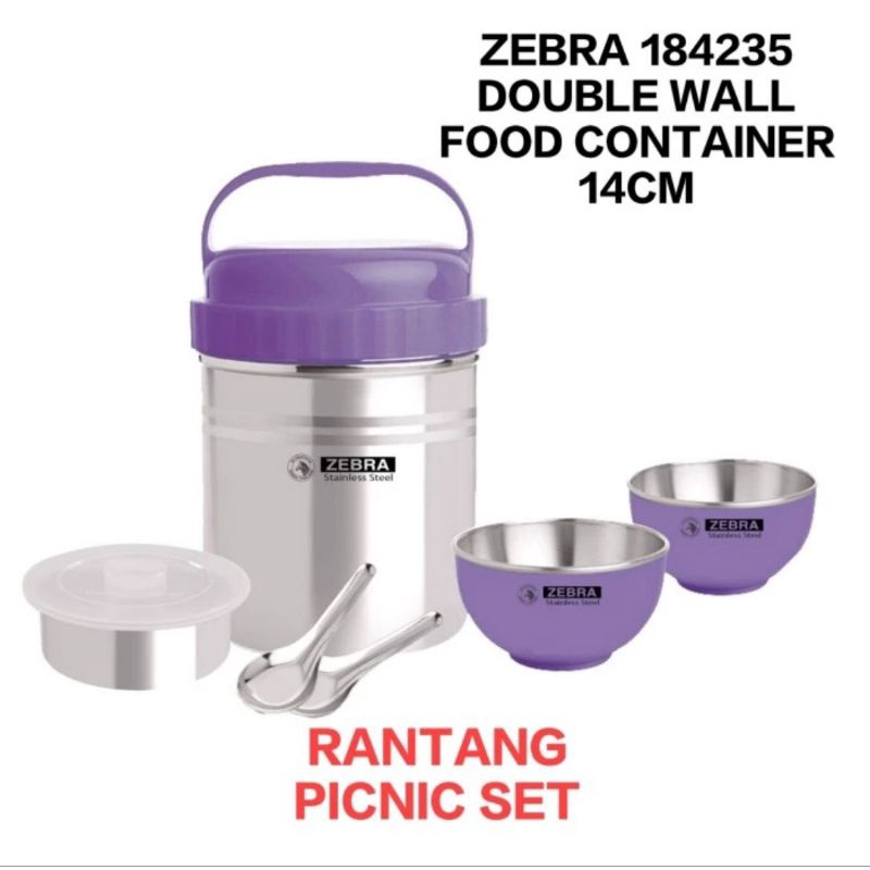 ZEBRA RANTANG PICNIC SET 14 CM 184235 DOUBLE WALL KOTAK MAKAN CAMPING