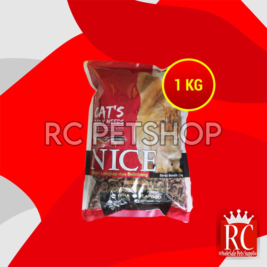 Makanan Kucing Nice Cat Repack Tuna/Seafood 1 Kg