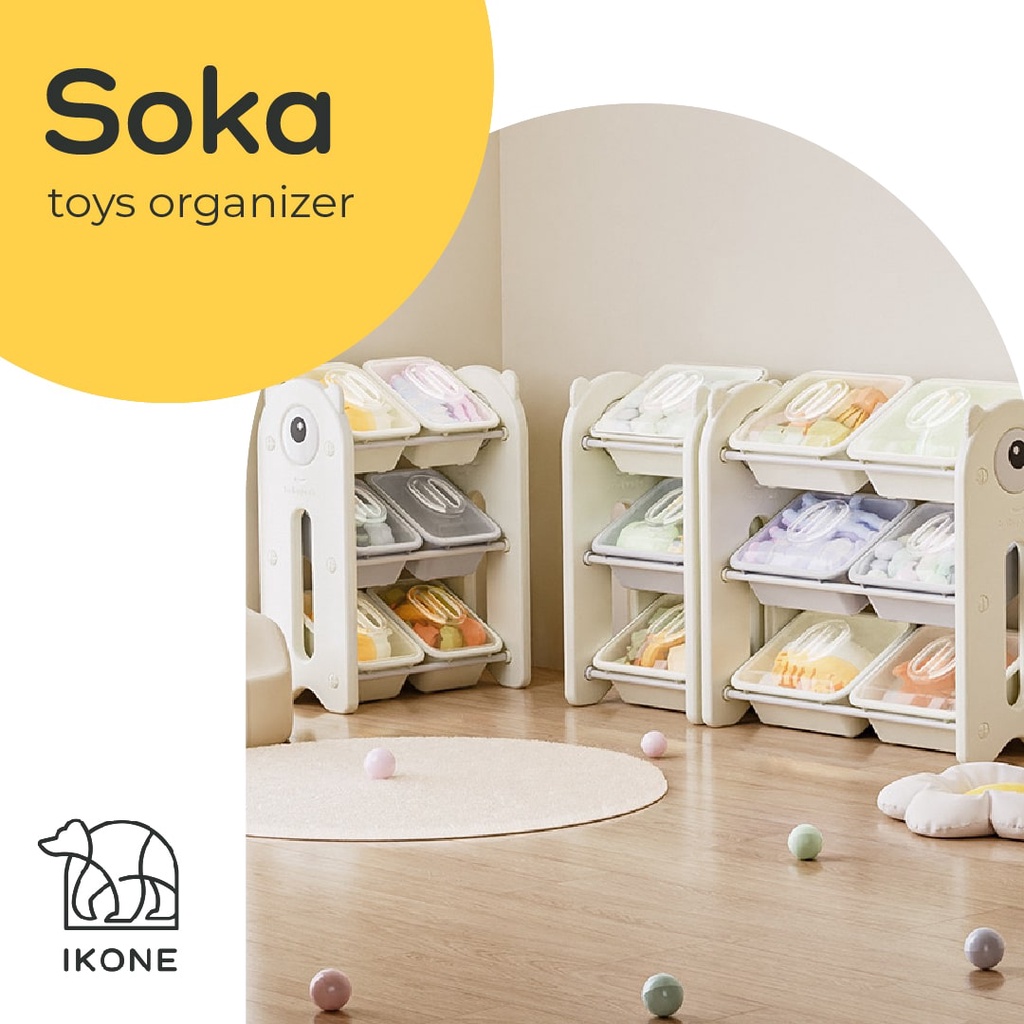 【IKONE】SOKA Rak Penyimpanan Mainan Anak Serbaguna Rak Multifungsi Rak Lemari Organizer Storage Kids Room Toy Storage Rack Rak Maianan Anak
