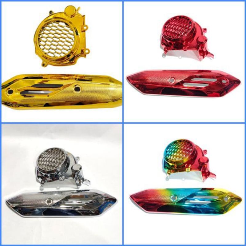 COVER TUTUP KNALPOT PLUS TUTUP KIPAS VARIASI MOTOR GENIO/BEAT DELUXE/BEAT STREET 2020/SCOOPY 2020/20