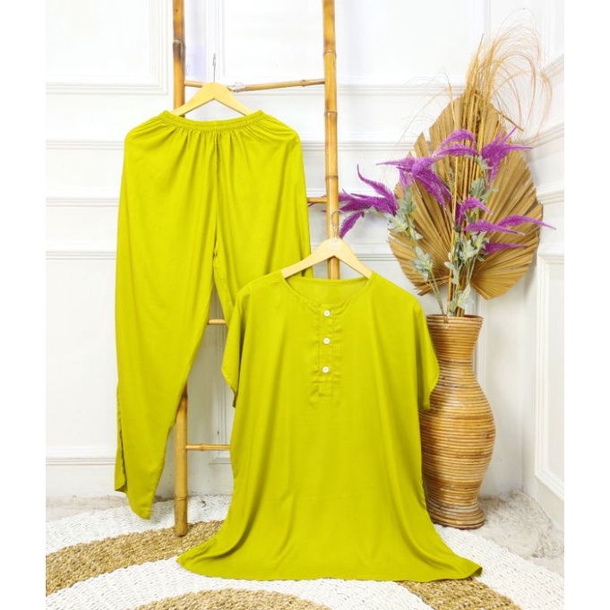 set piyama wanita secel rayon polos pendek panjang set rayon part II