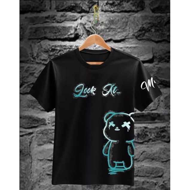 bayar di tempat kaos t-shirt pria motif teddy bear look AT kaos distro pria wanita terlaris dan termurah 2022