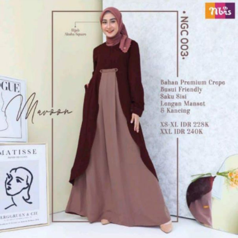 gamis dewasa/gamis wanita/gamis maron/ngc 003 maroon