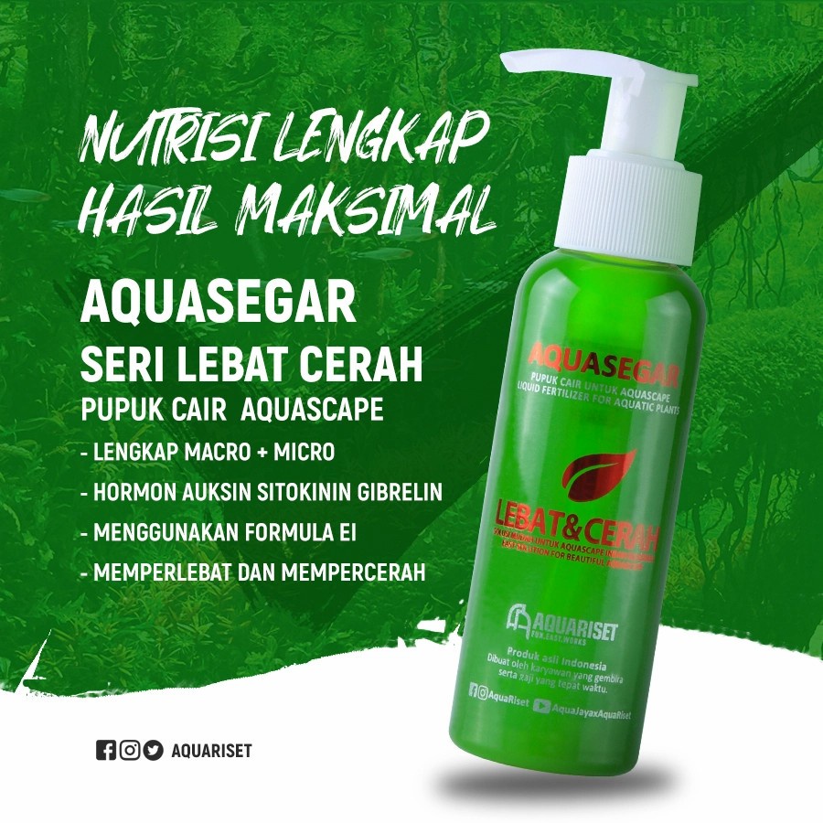 Aquariset Aqua Segar Lebat &amp; Cerah 100ml / 250ml Pupuk Cair Aquascape Aquasegar