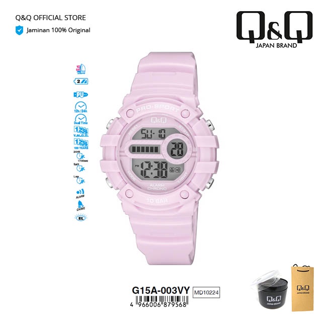 Q&Q QnQ QQ Original Jam Tangan Pria & Wanita Fashion Digital Rubber - G15 G15A Water Resist 10 BAR-1