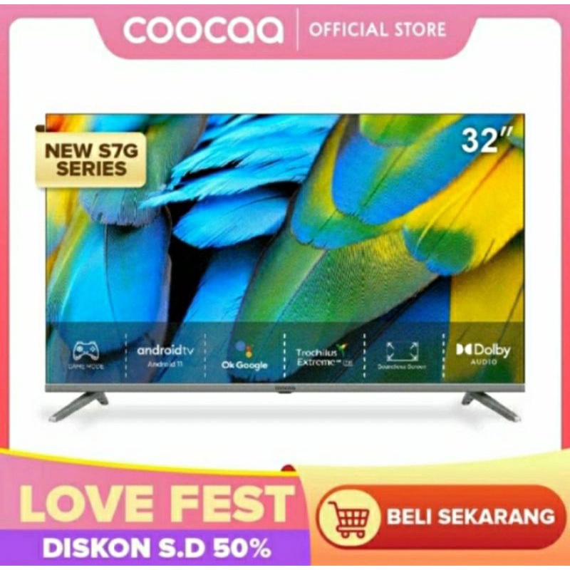 COOCAA 32S7G LED Digital TV 32 Inch HD Android 11 Netflix Youtube