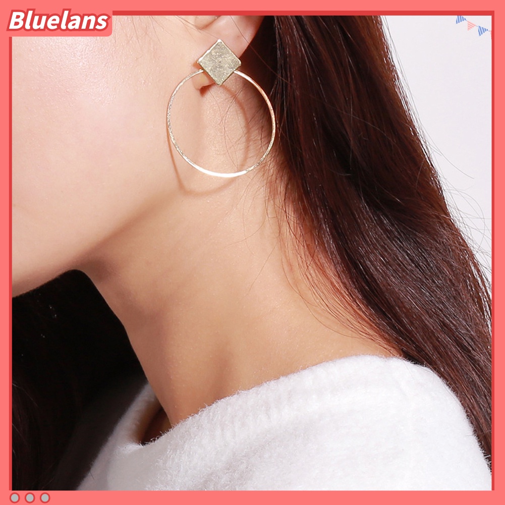 Bluelans Fashion Geometry Diamond Women Ear Hoop Travel Club Jewelry Round Earrings Gift