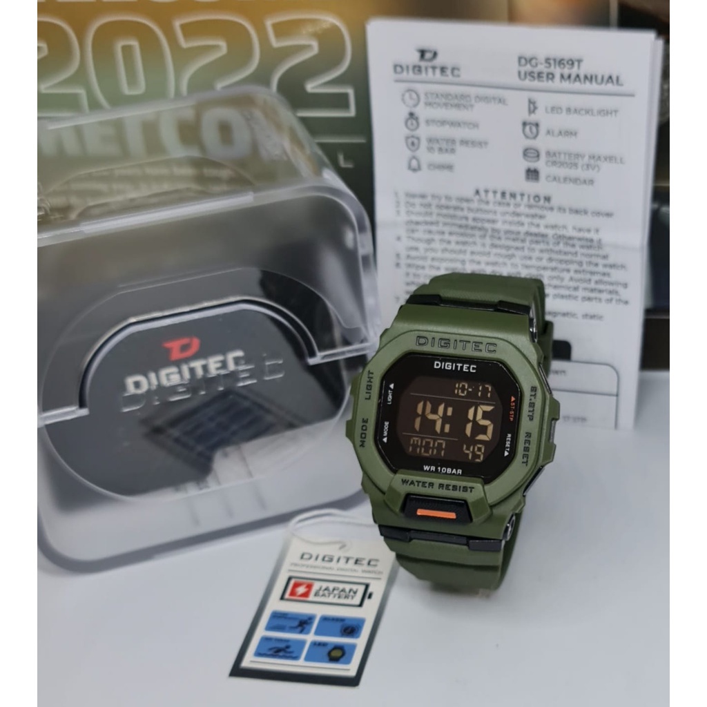 Jam Tangan Pria Digitec DG 5169 / Digitec 5169 / DG-5169T Original Rubber Tahan Air Digital Digitec Original