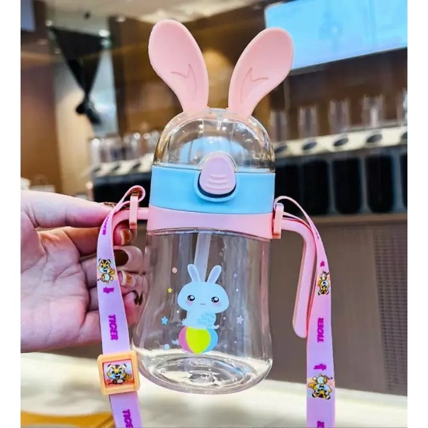 TERLARIS - Botol Minum Anak TK Rabbit Ear Botol Anak Sedotan Tali Panjang 350ml - BOTOL MINUM IMUT // BOTOL LUCU // BOTOL MINUM MURAH